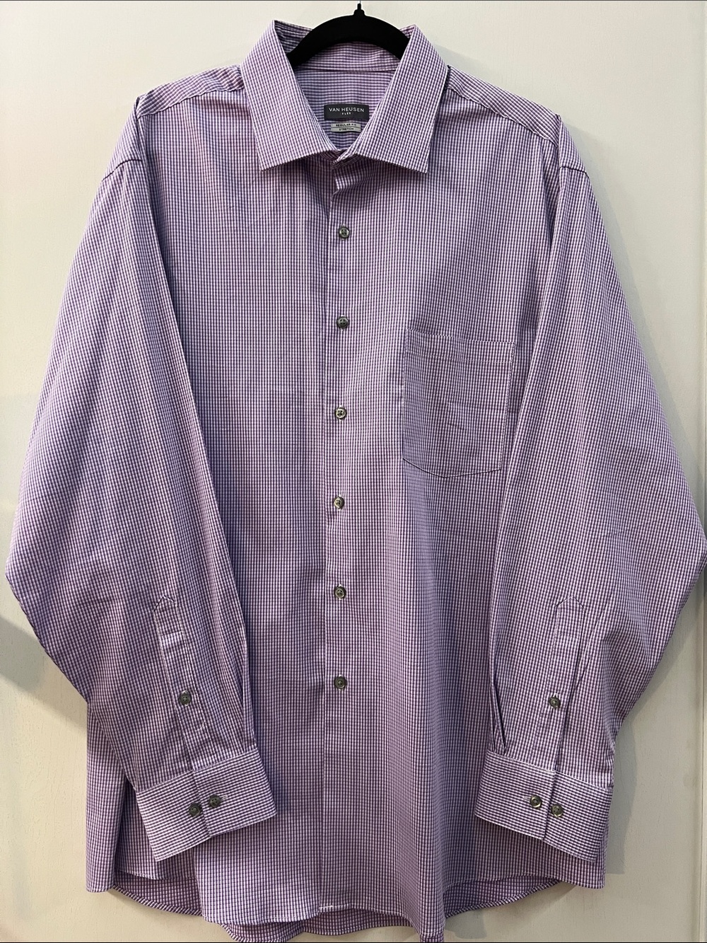 Van Heusen Lavender Micro-Check Dress Shirt - Men's Long Sleeve